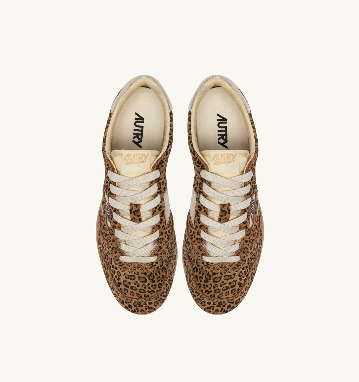 AUTRY WINDSPIN SNEAKERS IN LEOPARD AND PLATINUM SUEDE AND LEATHER