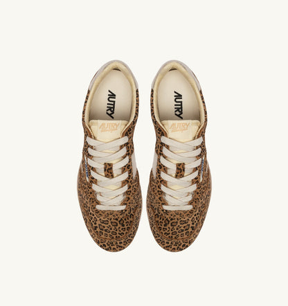 AUTRY WINDSPIN SNEAKERS IN LEOPARD AND PLATINUM SUEDE AND LEATHER