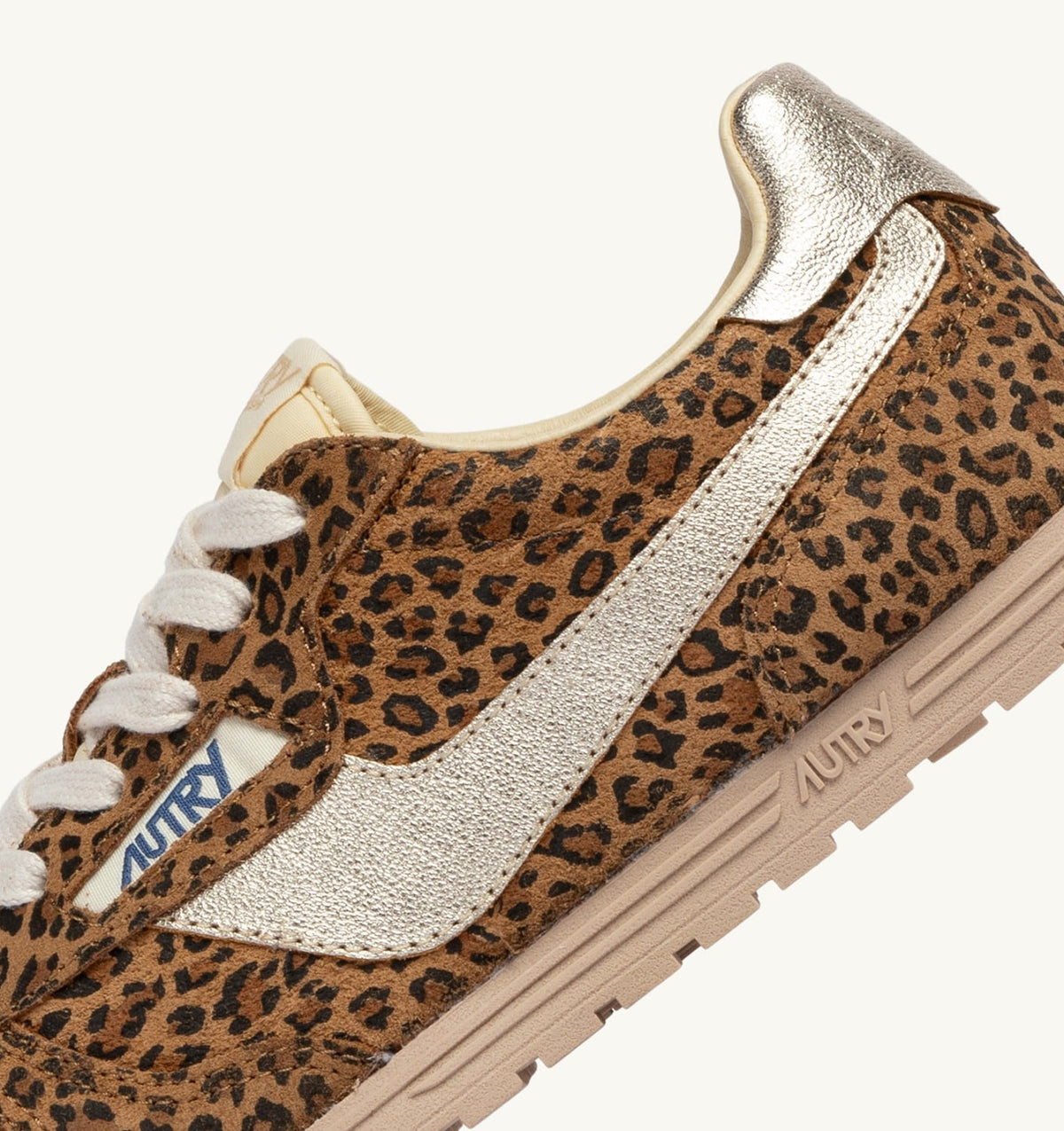 AUTRY WINDSPIN SNEAKERS IN LEOPARD AND PLATINUM SUEDE AND LEATHER