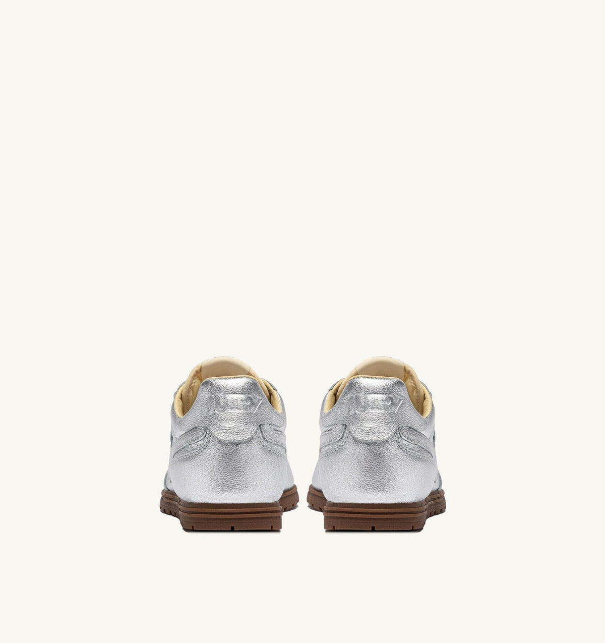 AUTRY WINDSPIN SNEAKERS IN SILVER TONE LAMINATED LEATHER