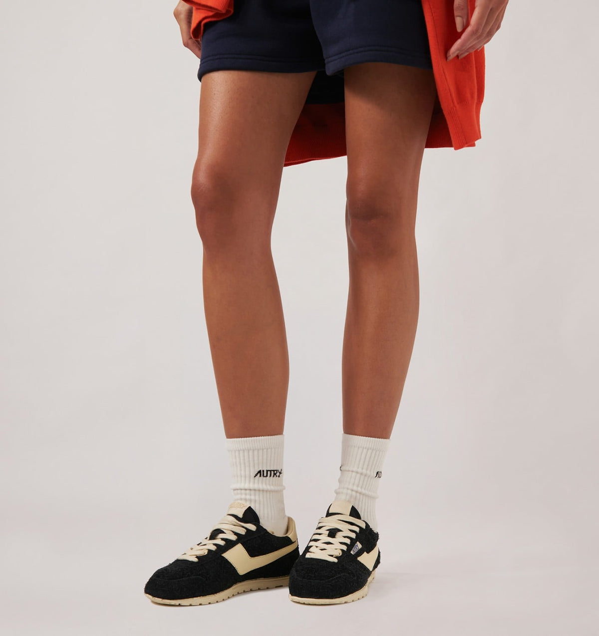 AUTRY WINDSPIN SNEAKERS IN BLACK AND RUTABAGA SUEDE AND LEATHER