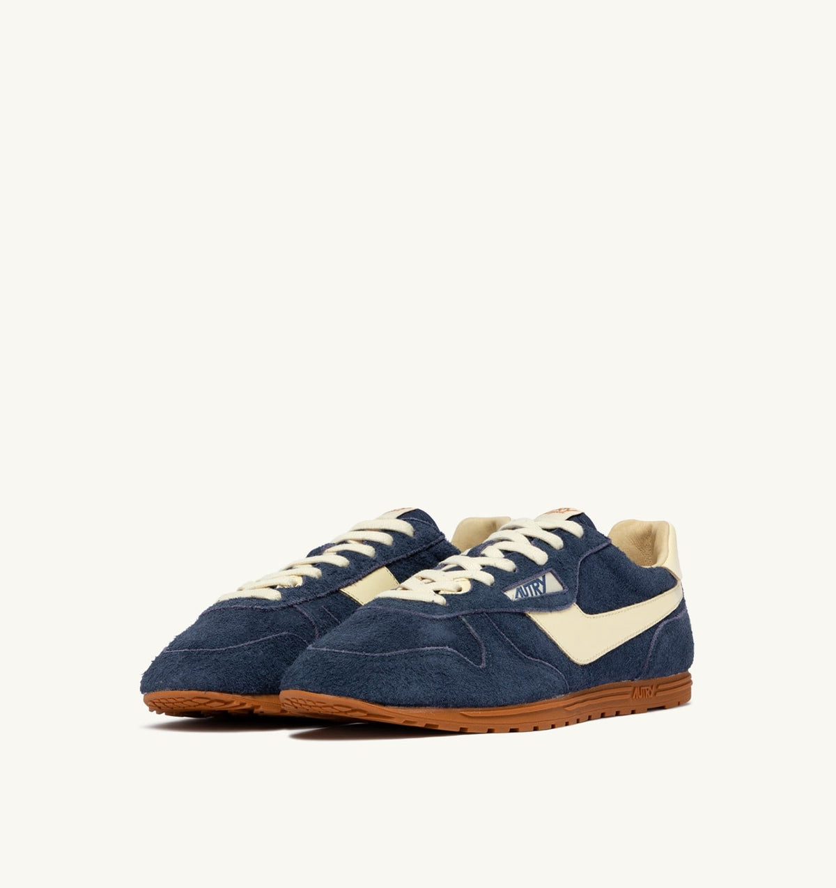 AUTRY WINDSPIN SNEAKERS IN BLUETTE AND RUTABAGA SUEDE AND LEATHER
