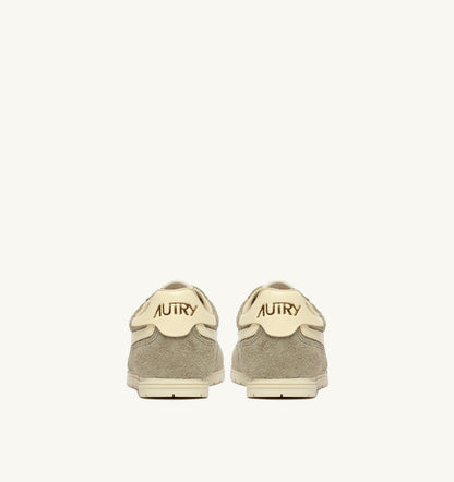 AUTRY WINDSPIN SNEAKERS IN GRAY GREEN AND RUTABAGA SUEDE AND LEATHER