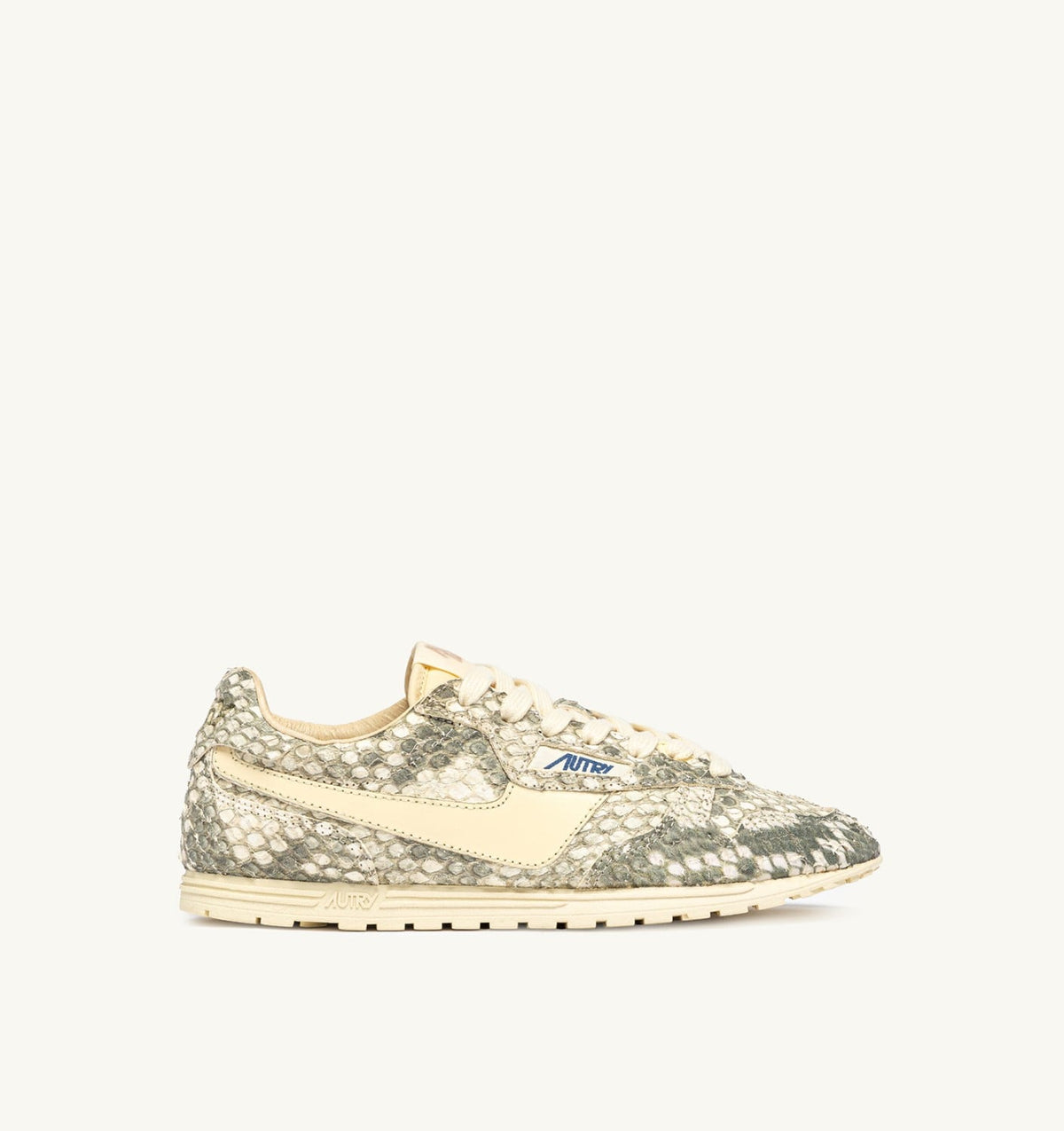 AUTRY WINDSPIN SNEAKERS IN LEATHER WITH SNAKE DIAMOND PRINT COLOR ROCK AND RUTABAGA