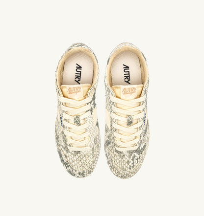 AUTRY WINDSPIN SNEAKERS IN LEATHER WITH SNAKE DIAMOND PRINT COLOR ROCK AND RUTABAGA