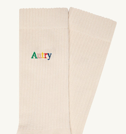 AUTRY RIBBED SOCKS WITH MULTICOLOR EMBROIDERED LOGO UNISEX