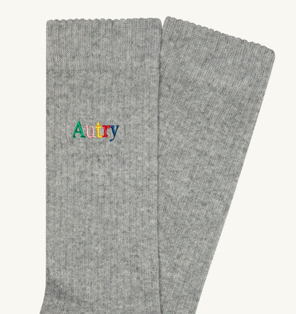 AUTRY RIBBED SOCKS WITH MULTICOLOR EMBROIDERED LOGO UNISEX