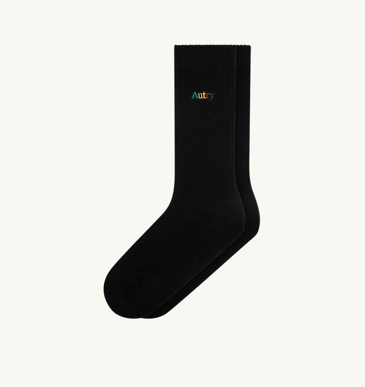 AUTRY RIBBED SOCKS WITH MULTICOLOR EMBROIDERED LOGO UNISEX