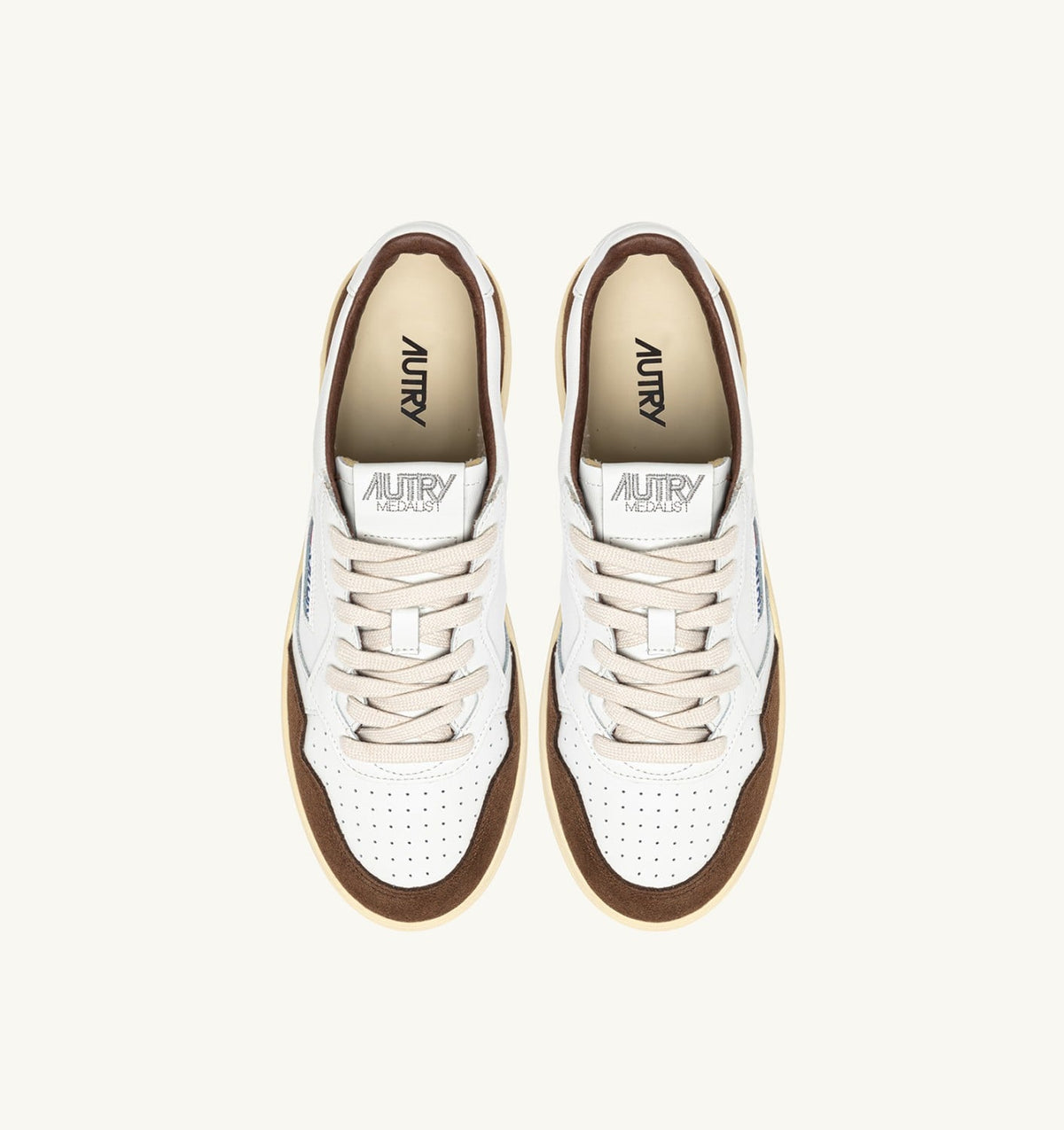 AUTRY MEDALIST LOW SNEAKERS IN WHITE LEATHER AND TUNDRA SUEDE