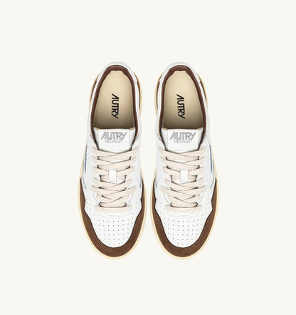 AUTRY MEDALIST LOW SNEAKERS IN WHITE LEATHER AND TUNDRA SUEDE