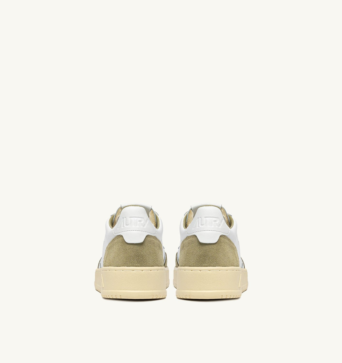 AUTRY MEDALIST LOW SNEAKERS IN WHITE LEATHER AND GRAY GREEN SUEDE