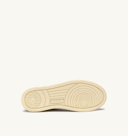 AUTRY MEDALIST LOW SNEAKERS IN WHITE LEATHER AND MAHOGANY SUEDE