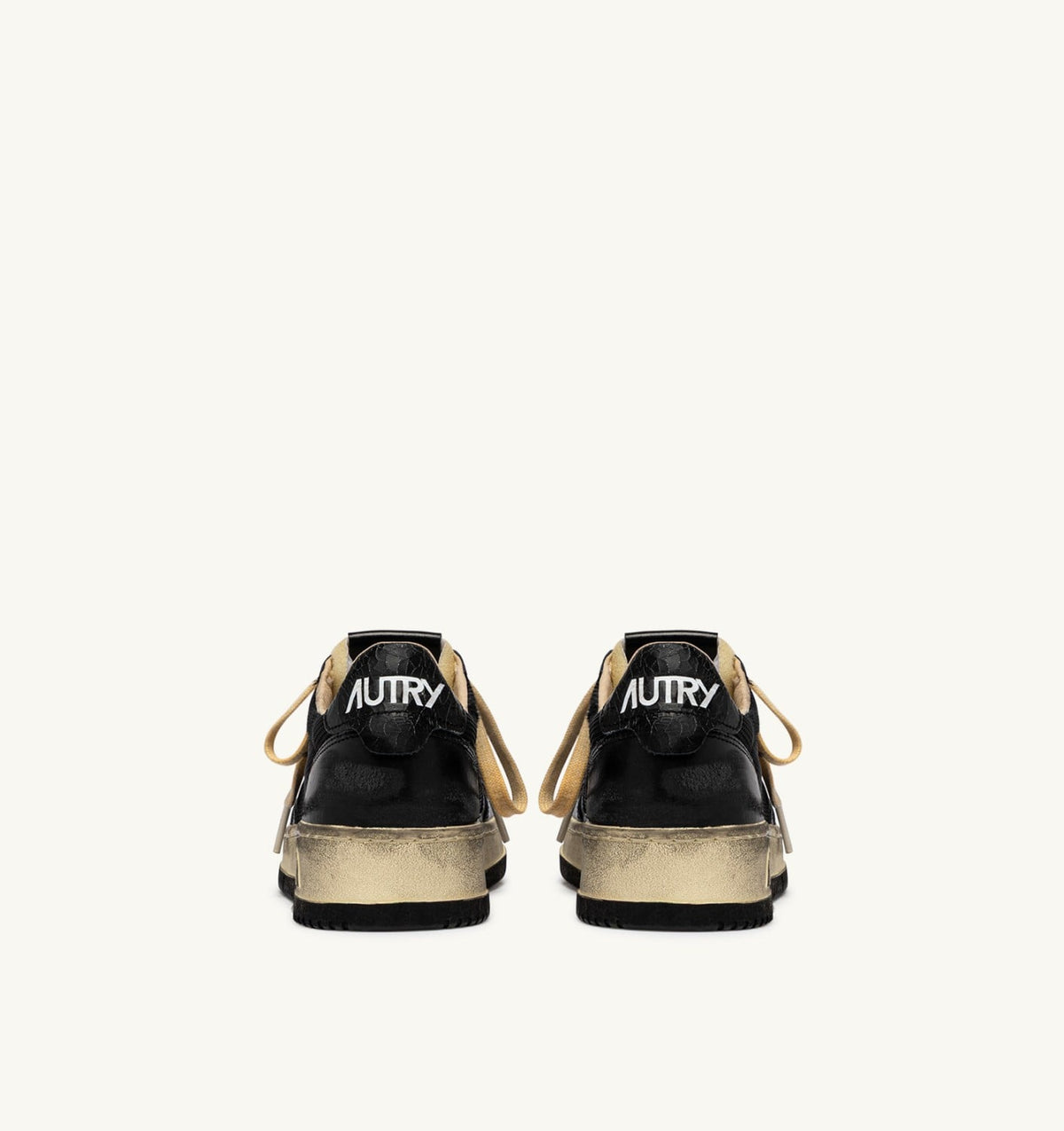 AUTRY MEDALIST LOW SUPER VINTAGE SNEAKERS IN BLACK LEATHER AND DRAGON MESH