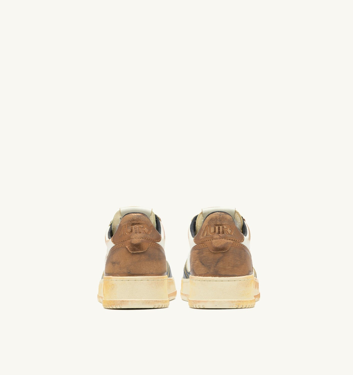 AUTRY MEDALIST LOW SUPER VINTAGE SNEAKERS IN WHITE COPPER AND SPACE LEATHER