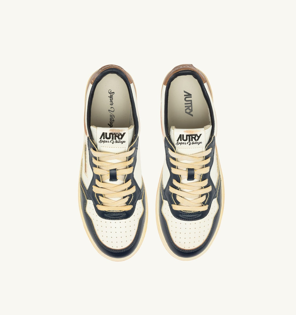 AUTRY MEDALIST LOW SUPER VINTAGE SNEAKERS IN WHITE COPPER AND SPACE LEATHER