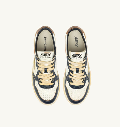AUTRY MEDALIST LOW SUPER VINTAGE SNEAKERS IN WHITE COPPER AND SPACE LEATHER