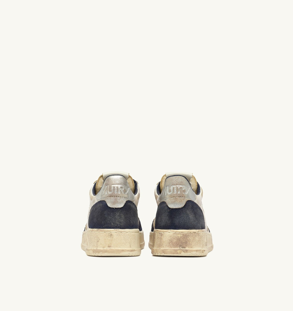AUTRY MEDALIST LOW SUPER VINTAGE SNEAKERS IN SPACE BLUE AND SILVER LEATHER SUEDE