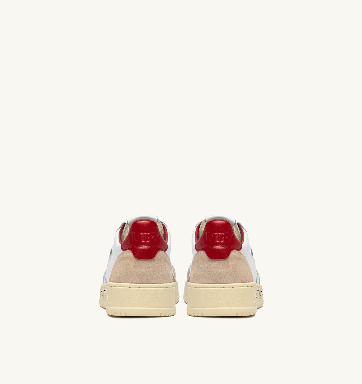 AUTRY MEDALIST LOW SNEAKERS IN WHITE AND RED SUEDE AND LEATHER WITH LETTERING