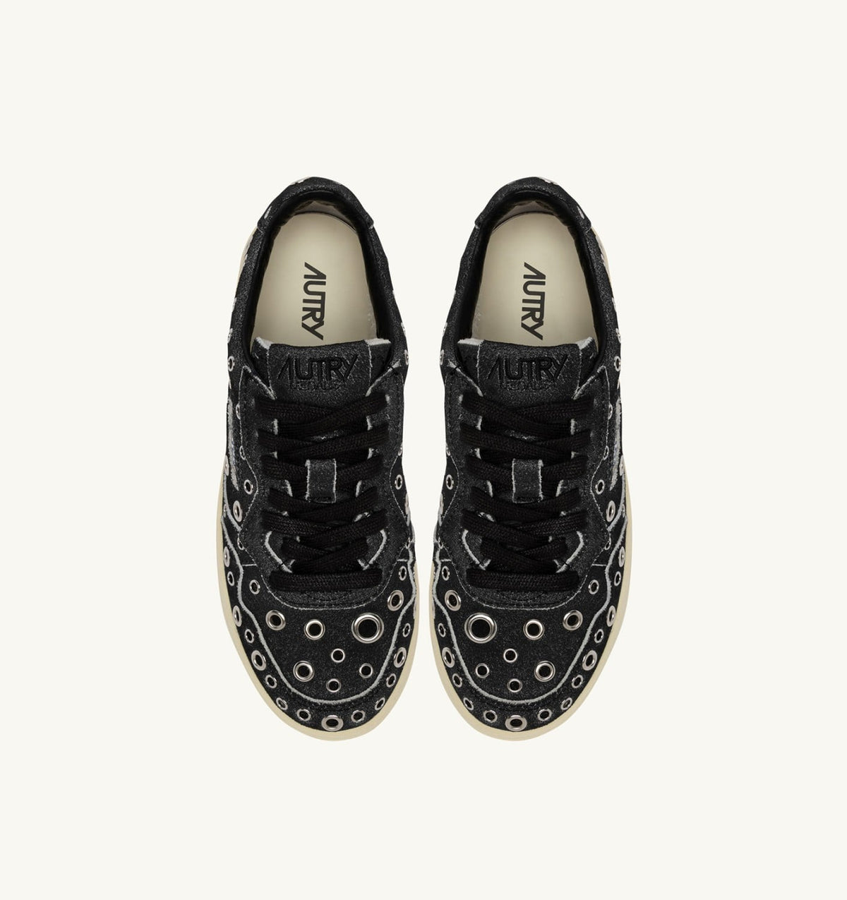 AUTRY MEDALIST LOW SNEAKERS IN BLACK SUEDE WITH STUDS
