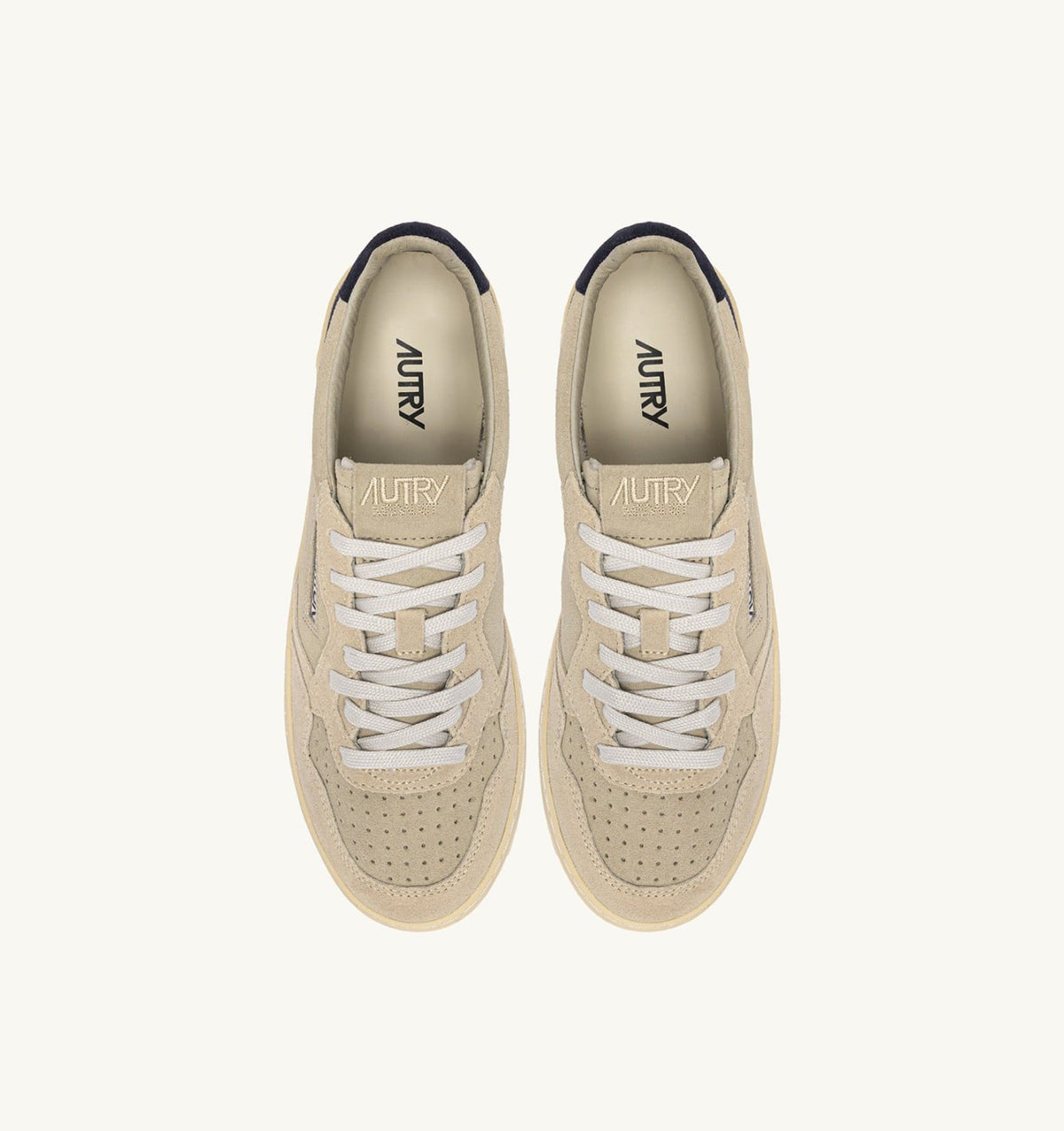 AUTRY MEDALIST LOW TRICOLOR SNEAKERS IN SUEDE COLOR ECRU PAPYRUS AND BLUE SPACE