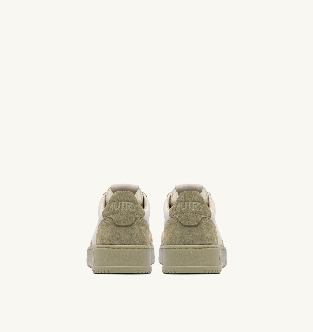 AUTRY MEDALIST LOW TRICOLOR SNEAKERS IN SUEDE COLOR WHITE SAND AND GRAY GREEN
