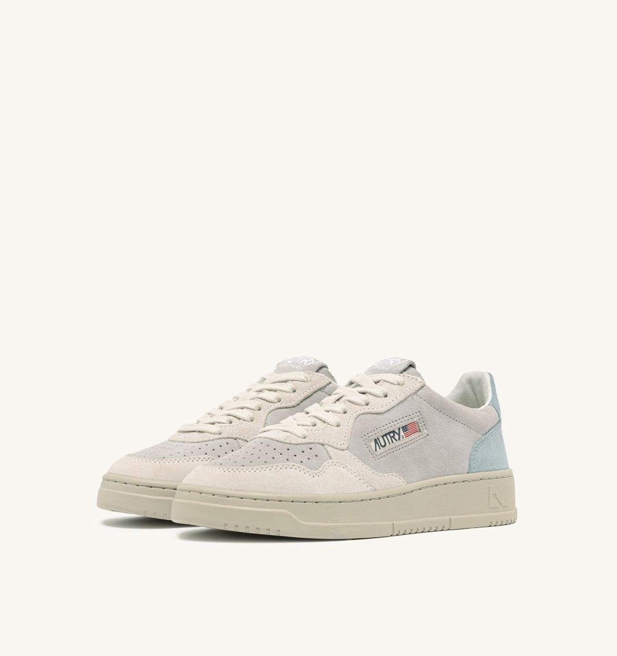 AUTRY MEDALIST LOW TRICOLOR SNEAKERS IN SUEDE COLOR WHITE SKY AND LOFT