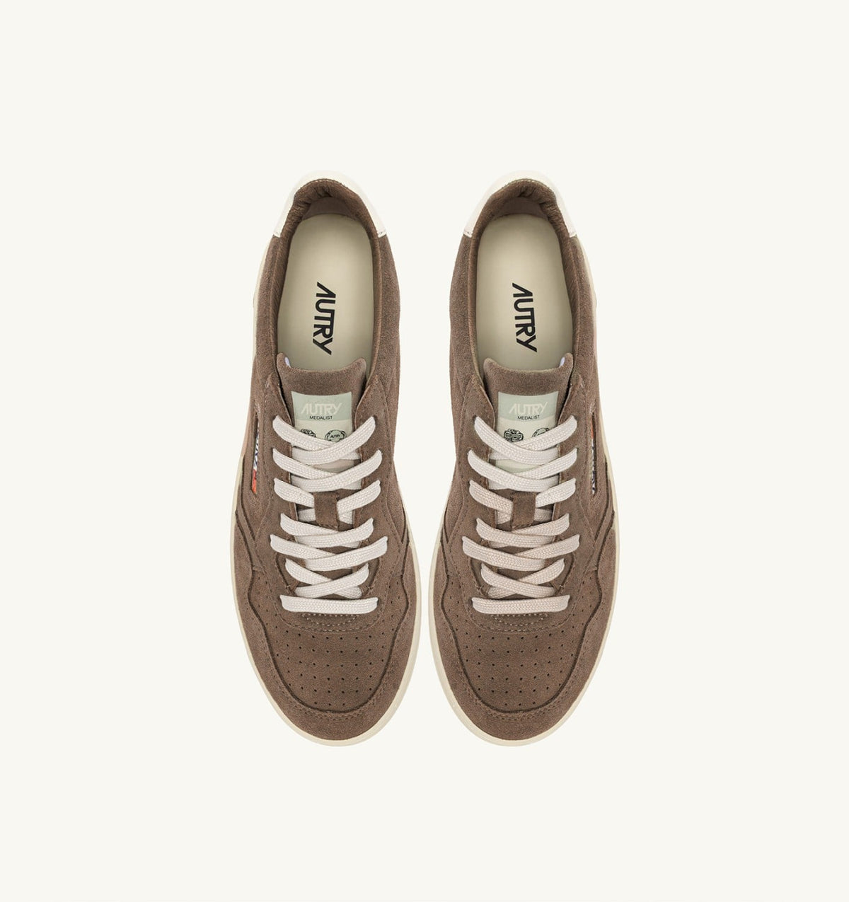 AUTRY MEDALIST LOW SNEAKERS IN CIGAR AND WHITE SUEDE