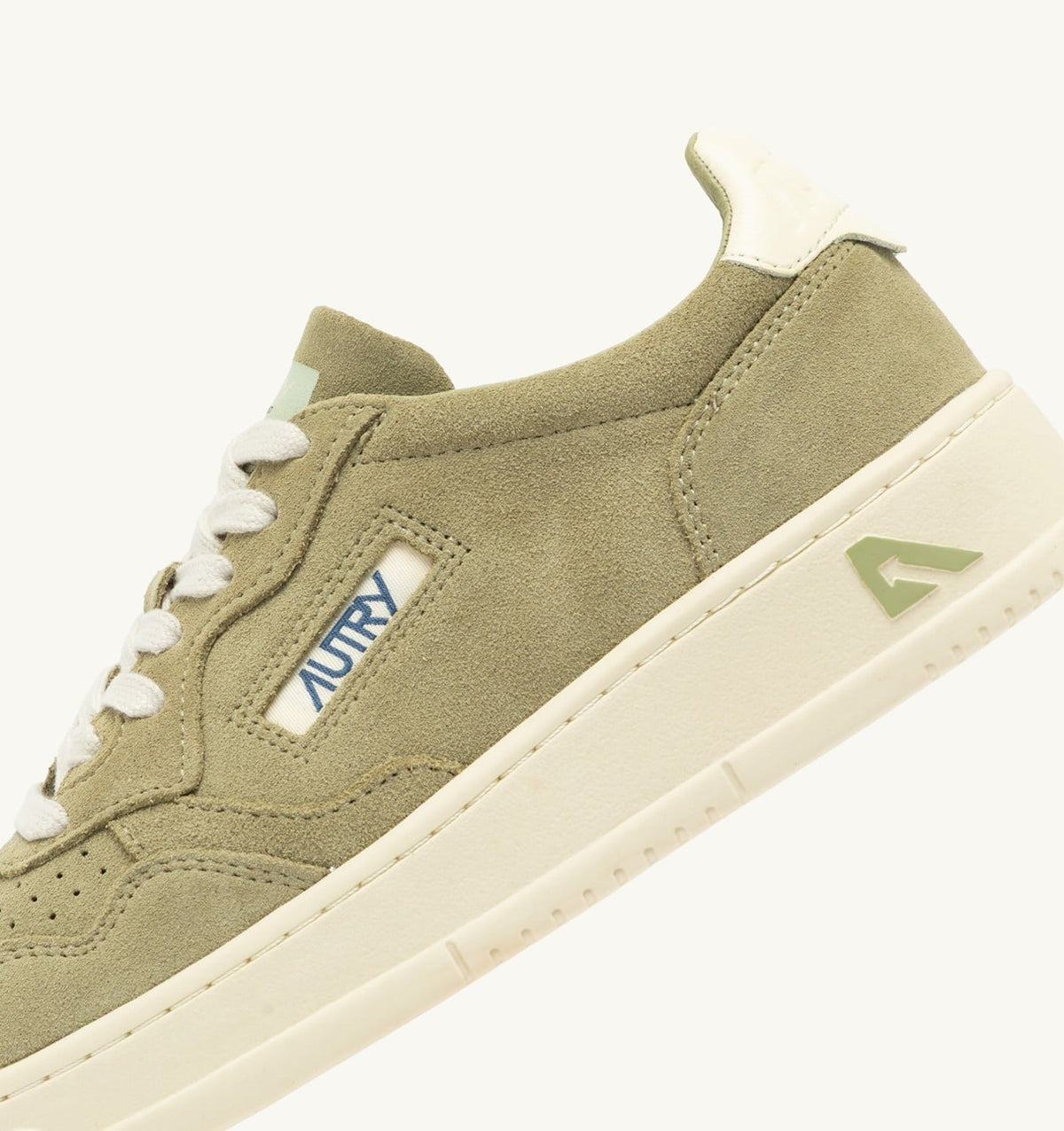 AUTRY MEDALIST LOW SNEAKERS IN GRAY GREEN AND WHITE SUEDE
