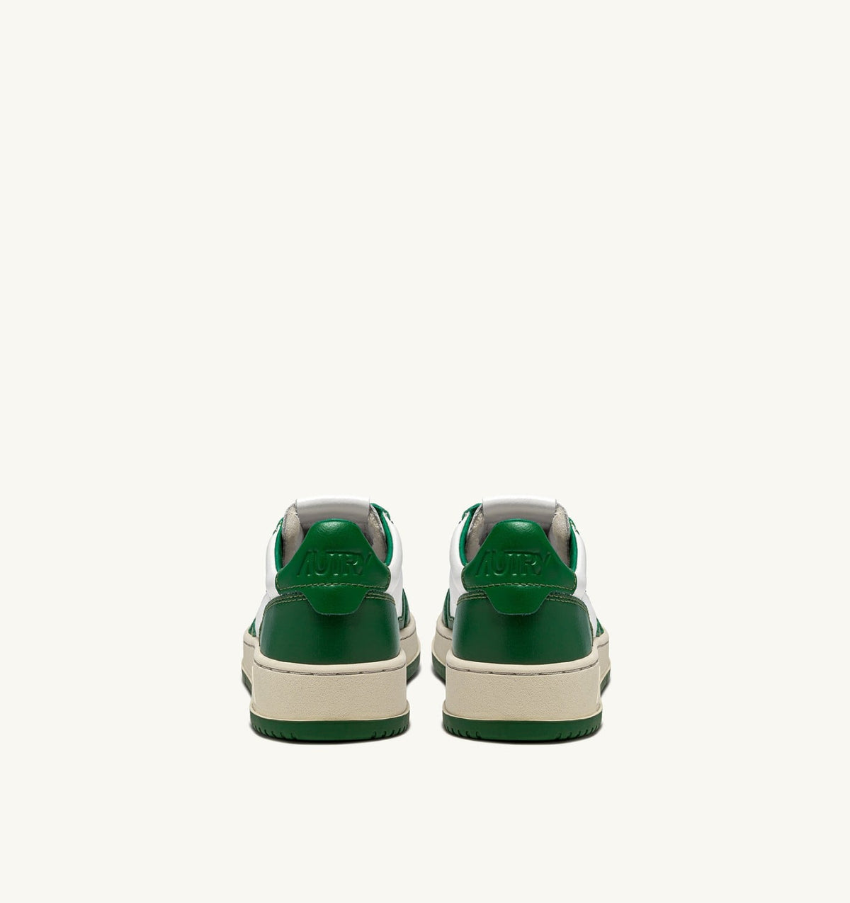 AUTRY MEDALIST LOW BICOLOR SNEAKERS IN WHITE AND GREEN LEATHER