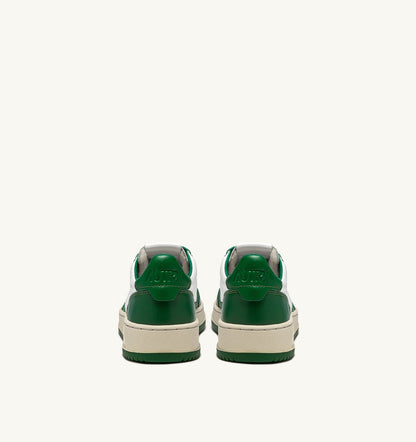 AUTRY MEDALIST LOW BICOLOR SNEAKERS IN WHITE AND GREEN LEATHER