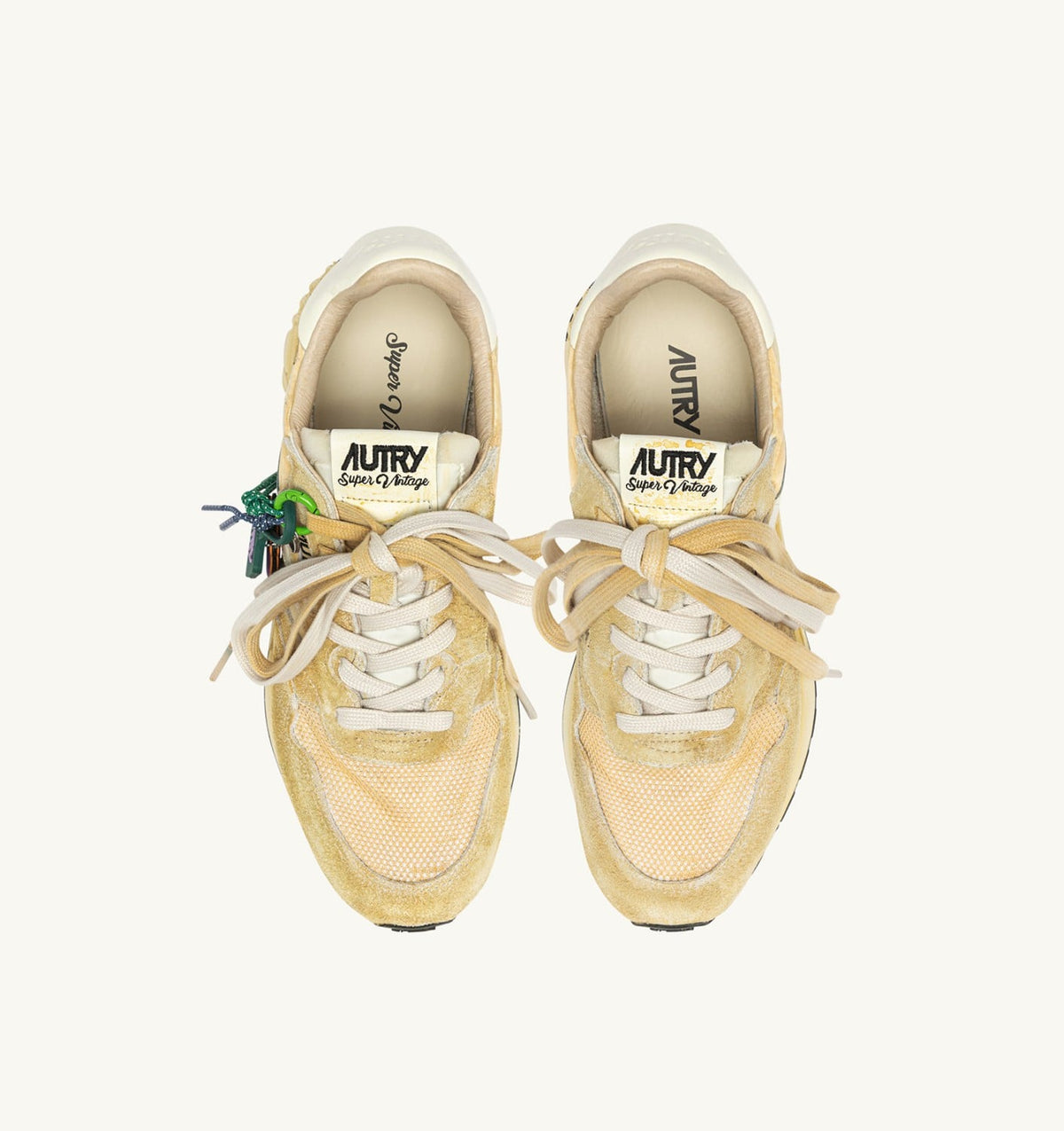 AUTRY REELWIND SUPER VINTAGE SNEAKERS IN YOLK YELLOW AND WHITE SUEDE AND NYLON