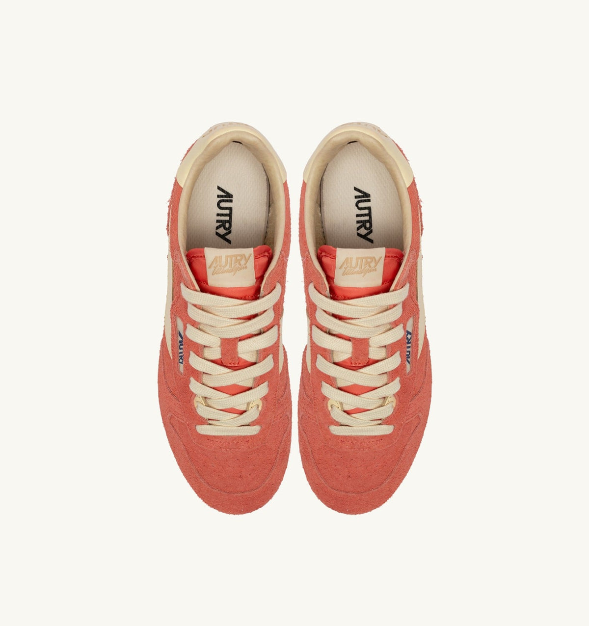 AUTRY WINDSPIN SNEAKERS IN BLUSH AND RUTABAGA SUEDE AND LEATHER