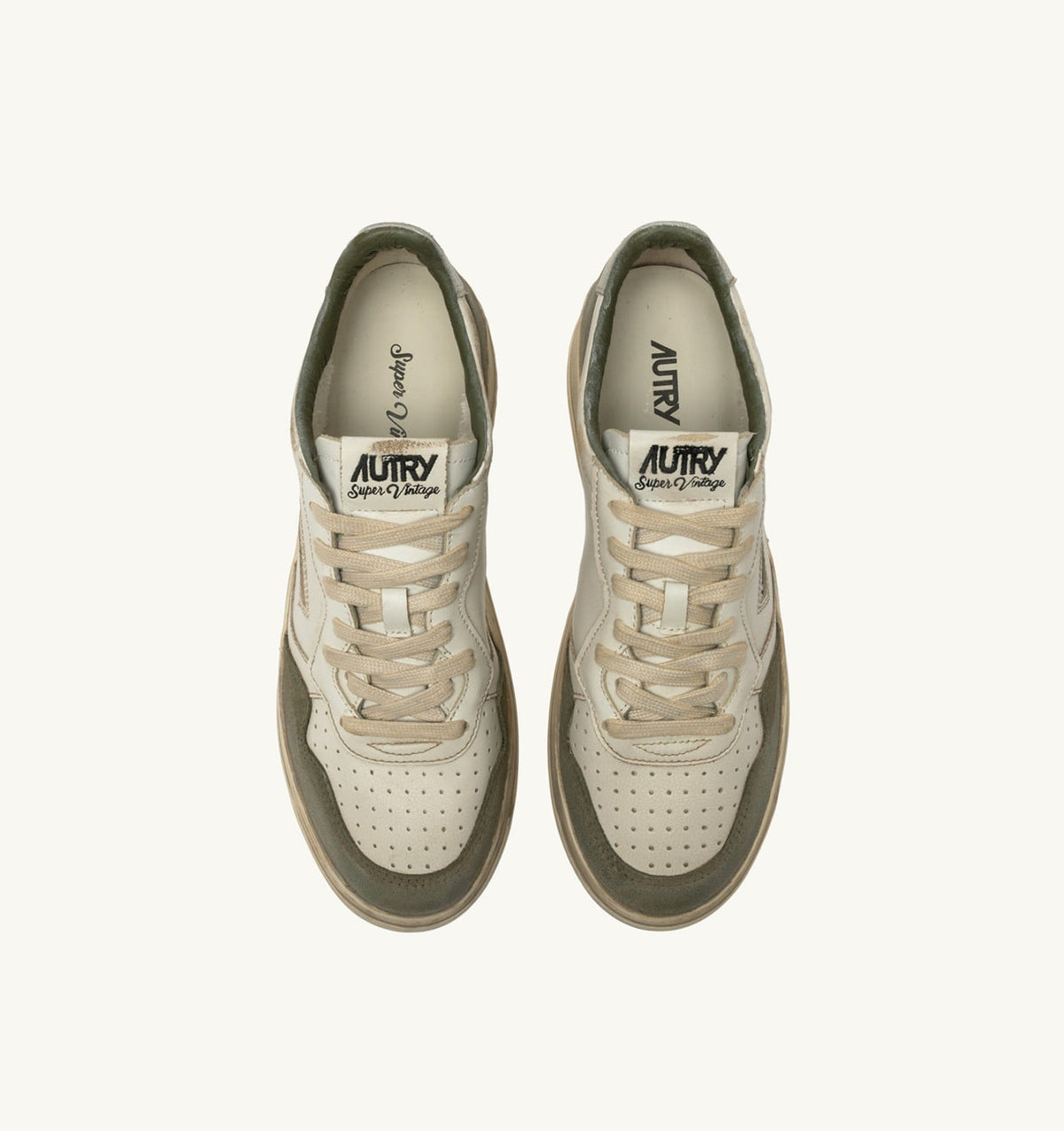 AUTRY MEDALIST LOW SUPER VINTAGE SNEAKERS IN WHITE AND SILVER LEATHER AND LIZARD SUEDE