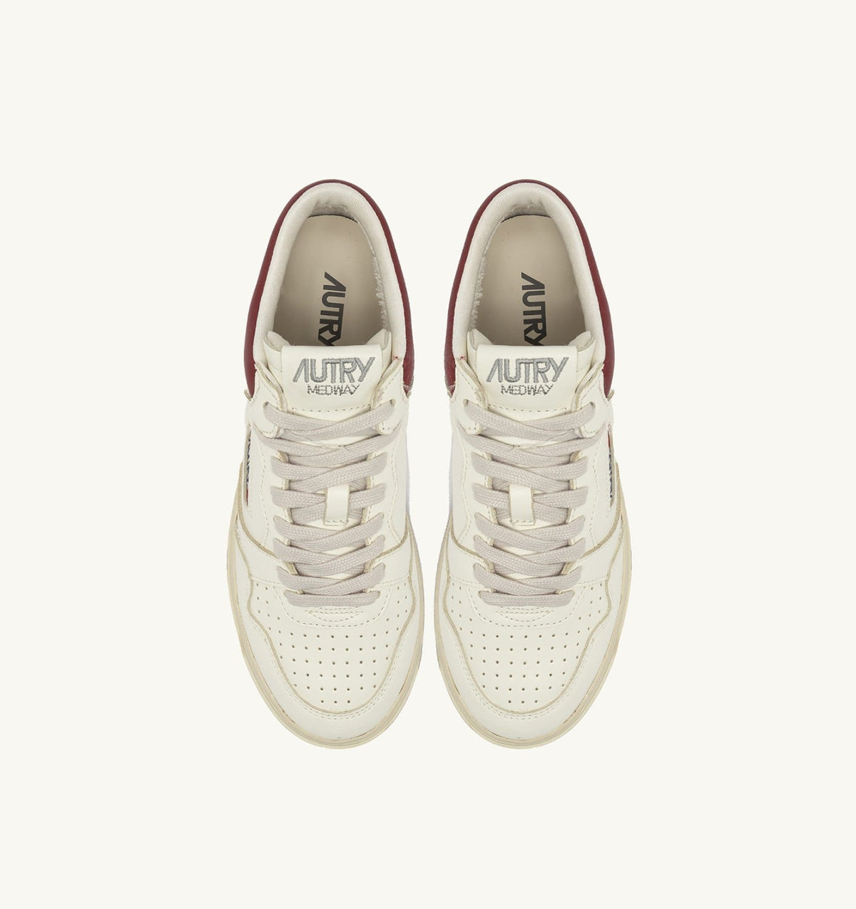 AUTRY MED-WAY SNEAKERS IN LEATHER COLOR MARSHMALLOW AND SYRAH