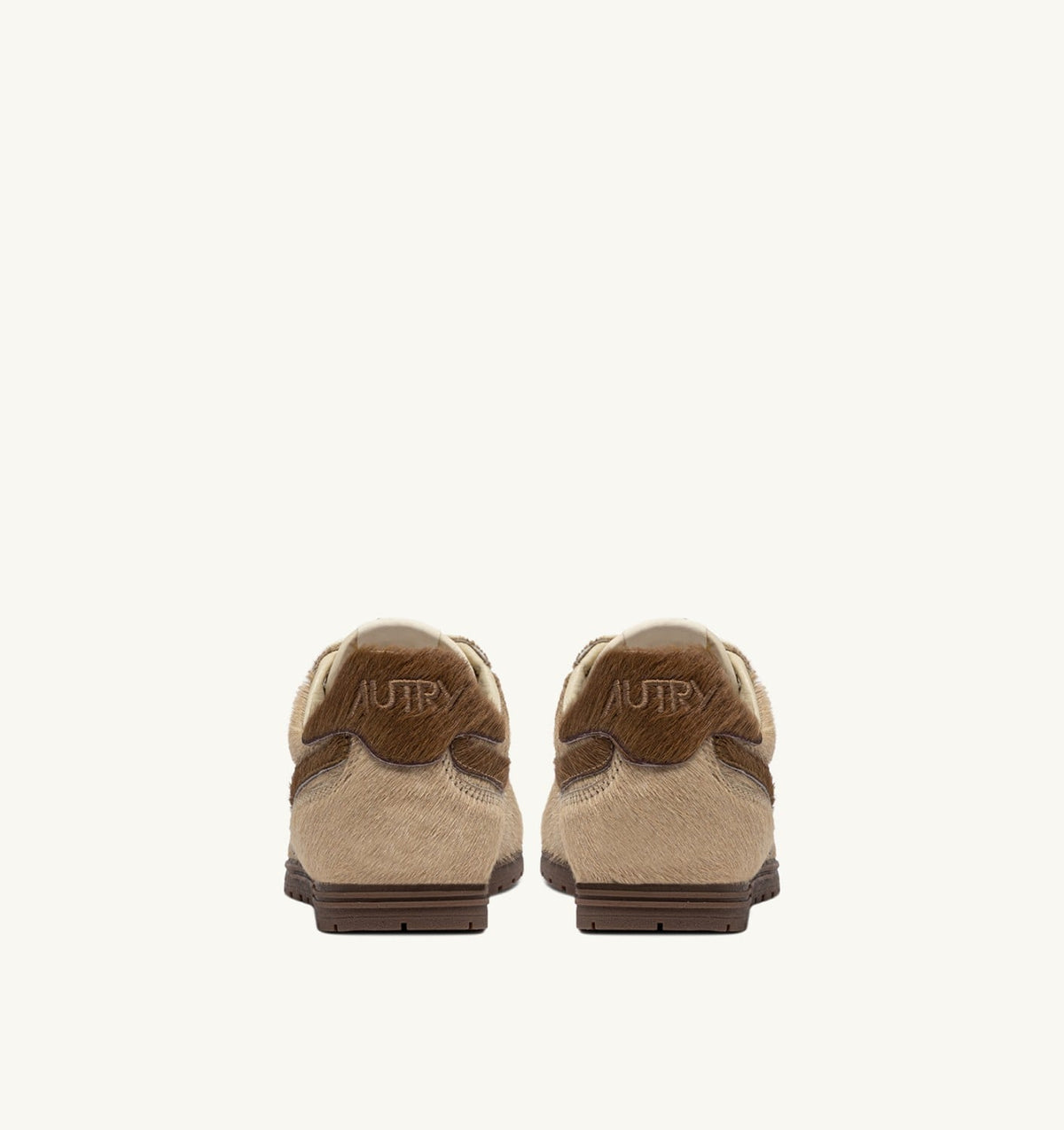 AUTRY WINDSPIN SNEAKERS IN BEIGE AND BROWN PONY HAIR EFFECT