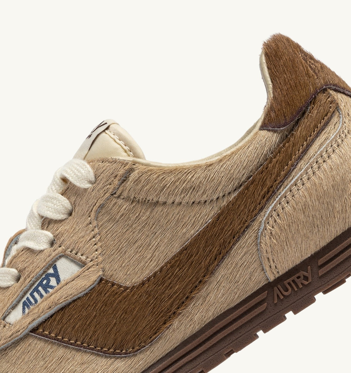 AUTRY WINDSPIN SNEAKERS IN BEIGE AND BROWN PONY HAIR EFFECT