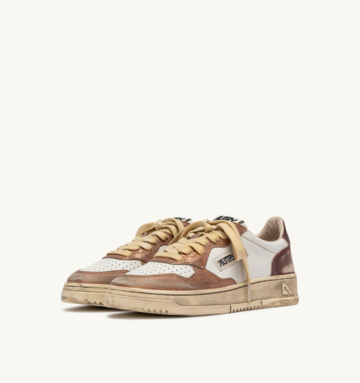 AUTRY MEDALIST LOW SUPER VINTAGE SNEAKERS IN RISING SUN AND JASPER LEATHER