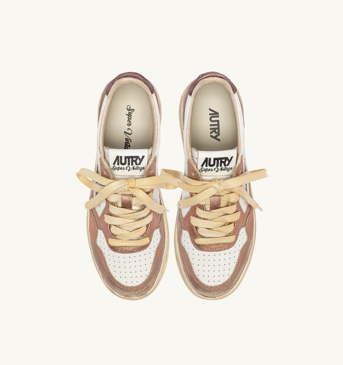 AUTRY MEDALIST LOW SUPER VINTAGE SNEAKERS IN RISING SUN AND JASPER LEATHER