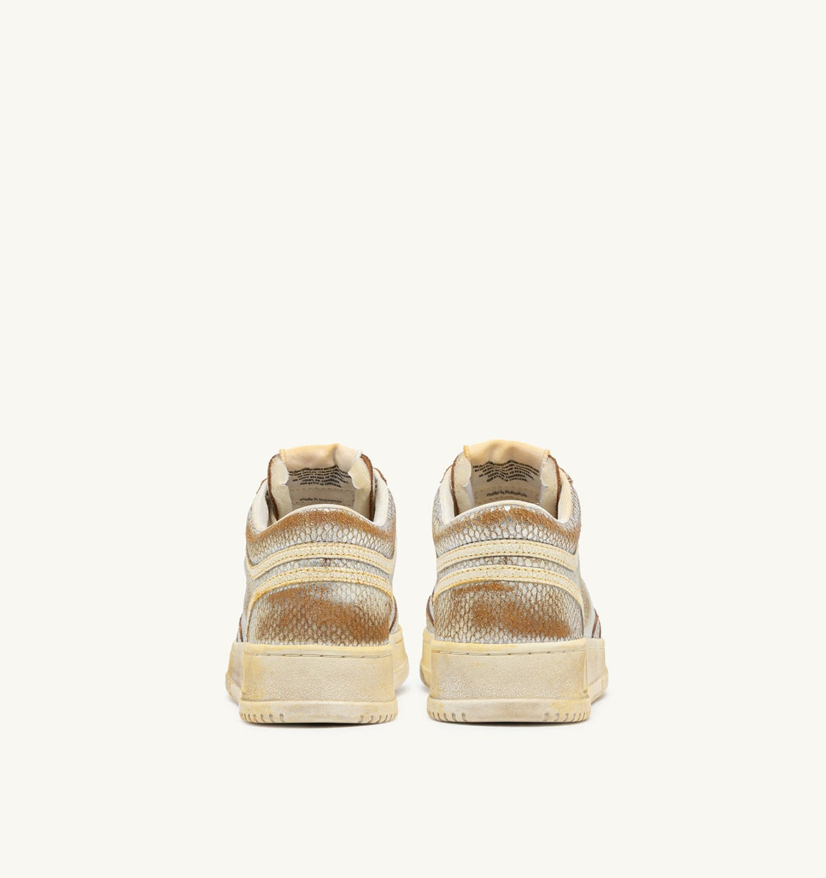 AUTRY MED-WAY SUPER VINTAGE SNEAKERS IN SILVER AND MARSHMALLOW SNAKE-PRINT LEATHER