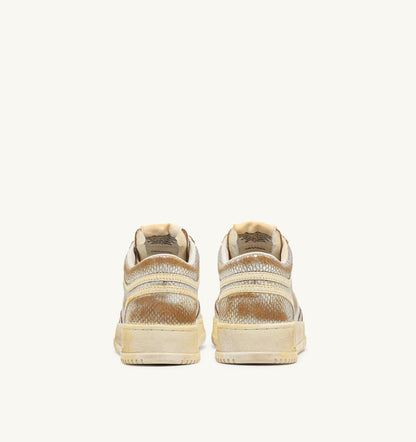 AUTRY MED-WAY SUPER VINTAGE SNEAKERS IN SILVER AND MARSHMALLOW SNAKE-PRINT LEATHER
