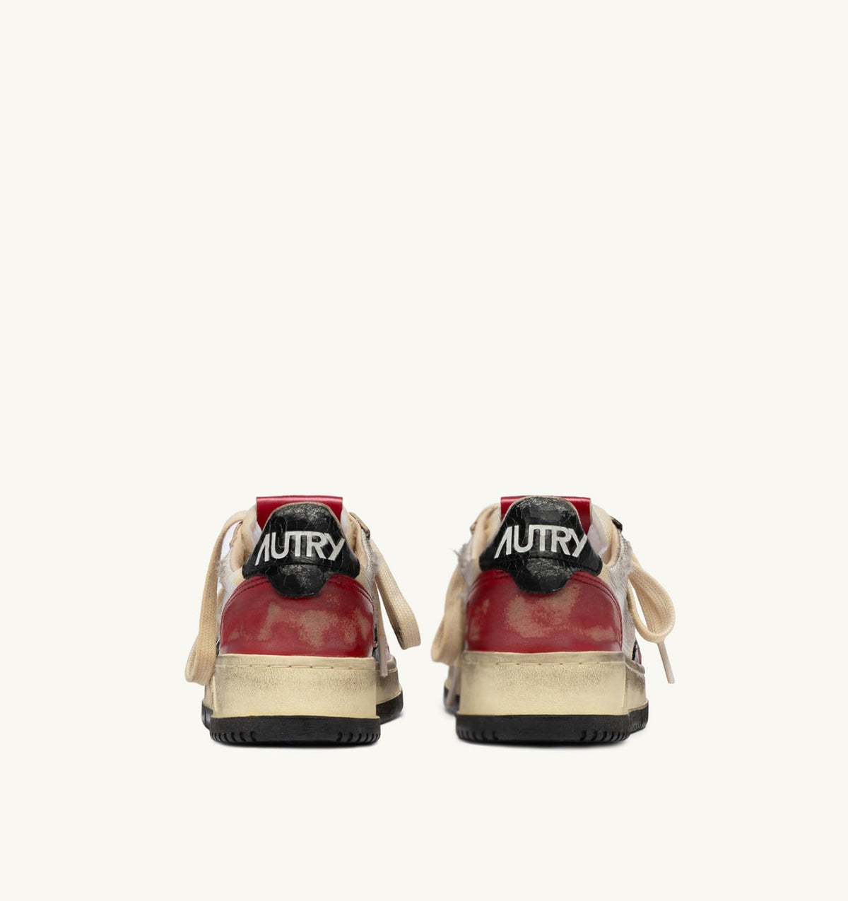 AUTRY MEDALIST LOW SUPER VINTAGE SNEAKERS IN RED AND MESH WHITE LEATHER
