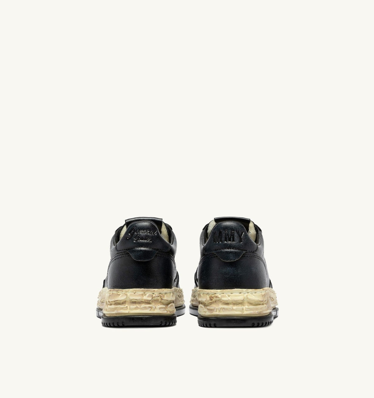 AUTRY MEDALIST LOW SUPER VINTAGE 'Autry x Maison MIHARA YASUHIRO General Scale.' SNEAKERS IN BLACK LEATHER