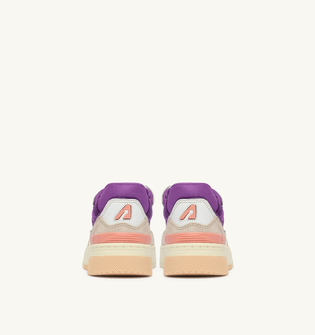 AUTRY SNEAKERS CLC LOW IN WHITE SAND AND DEWBERRY LEATHER AND SUEDE