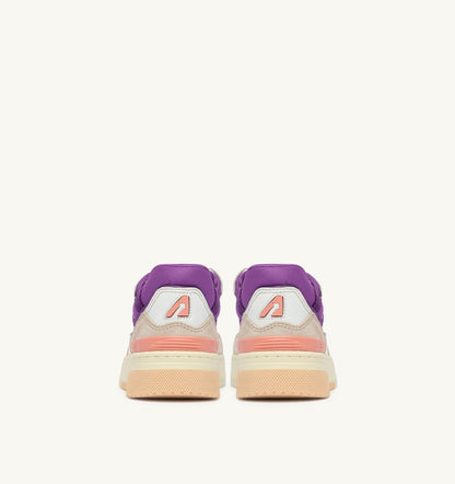 AUTRY SNEAKERS CLC LOW IN WHITE SAND AND DEWBERRY LEATHER AND SUEDE