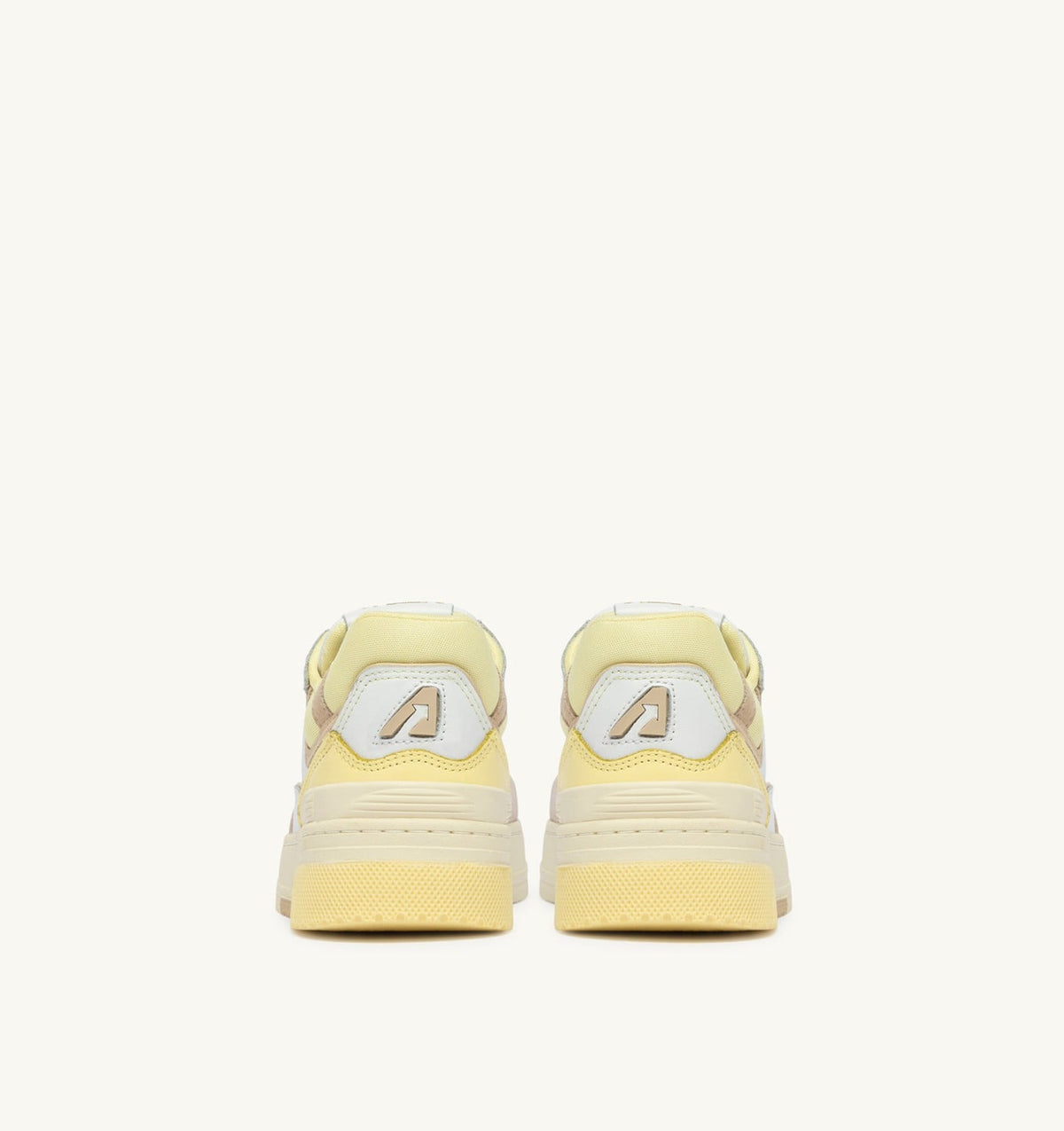AUTRY SNEAKERS CLC LOW IN WHITE BOULDER AND LEMON MERINGUE LEATHER AND SUEDE