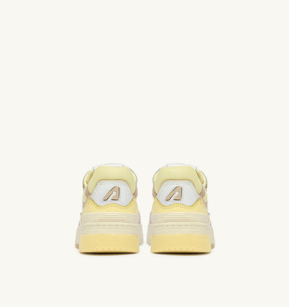 AUTRY SNEAKERS CLC LOW IN WHITE BOULDER AND LEMON MERINGUE LEATHER AND SUEDE