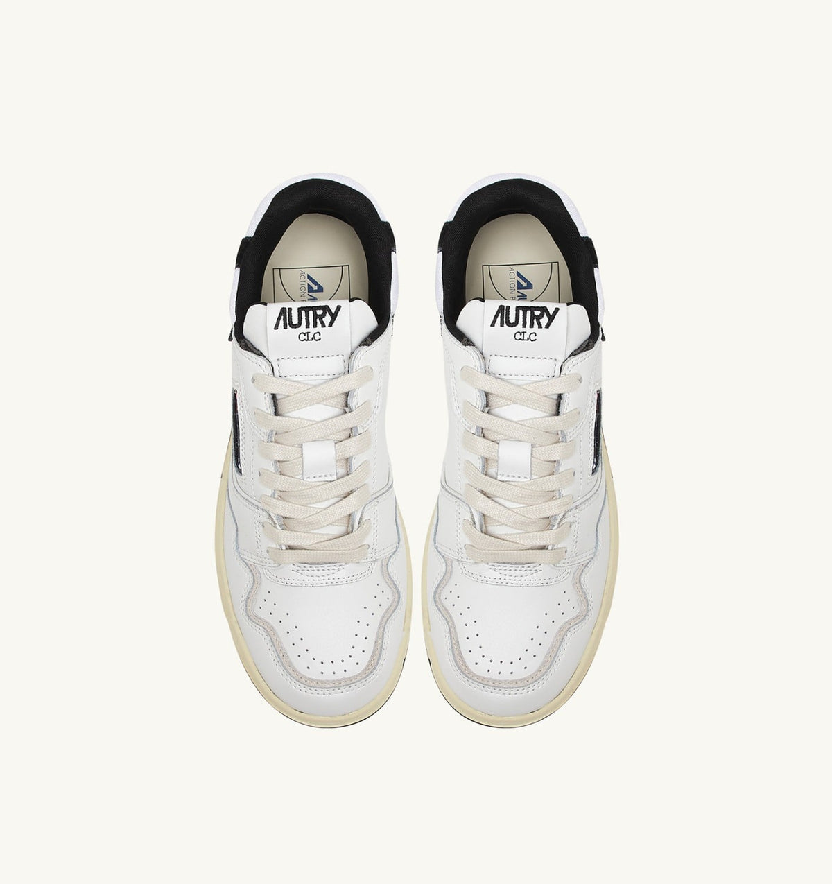 AUTRY CLC LOW SNEAKERS IN WHITE LEATHER AND BLACK SUEDE