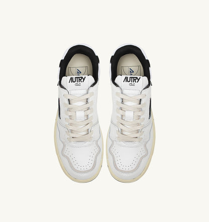 AUTRY CLC LOW SNEAKERS IN WHITE LEATHER AND BLACK SUEDE