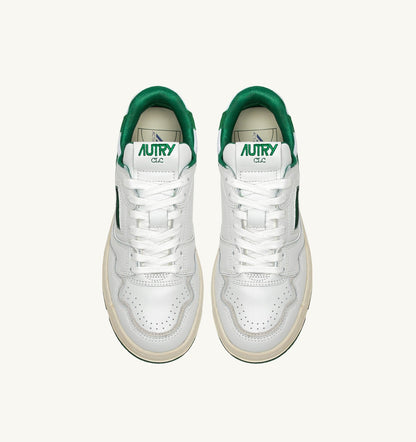 AUTRY CLC LOW SNEAKERS IN WHITE LEATHER AND AMAZON SUEDE