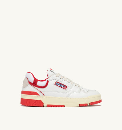 AUTRY SNEAKERS CLC LOW IN WHITE LEATHER AND RED VIRGIN
